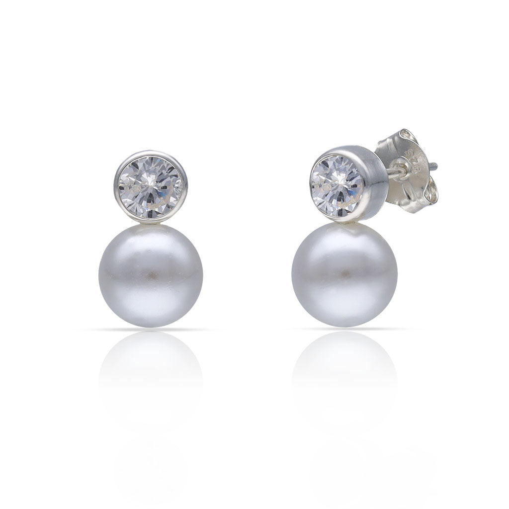 PENDIENTES PLATA 925MM CHATON + PERLAS