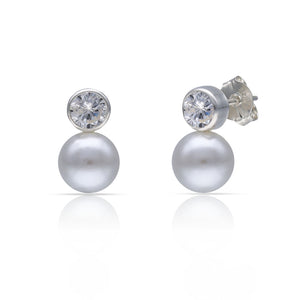 PENDIENTES PLATA 925MM CHATON + PERLAS