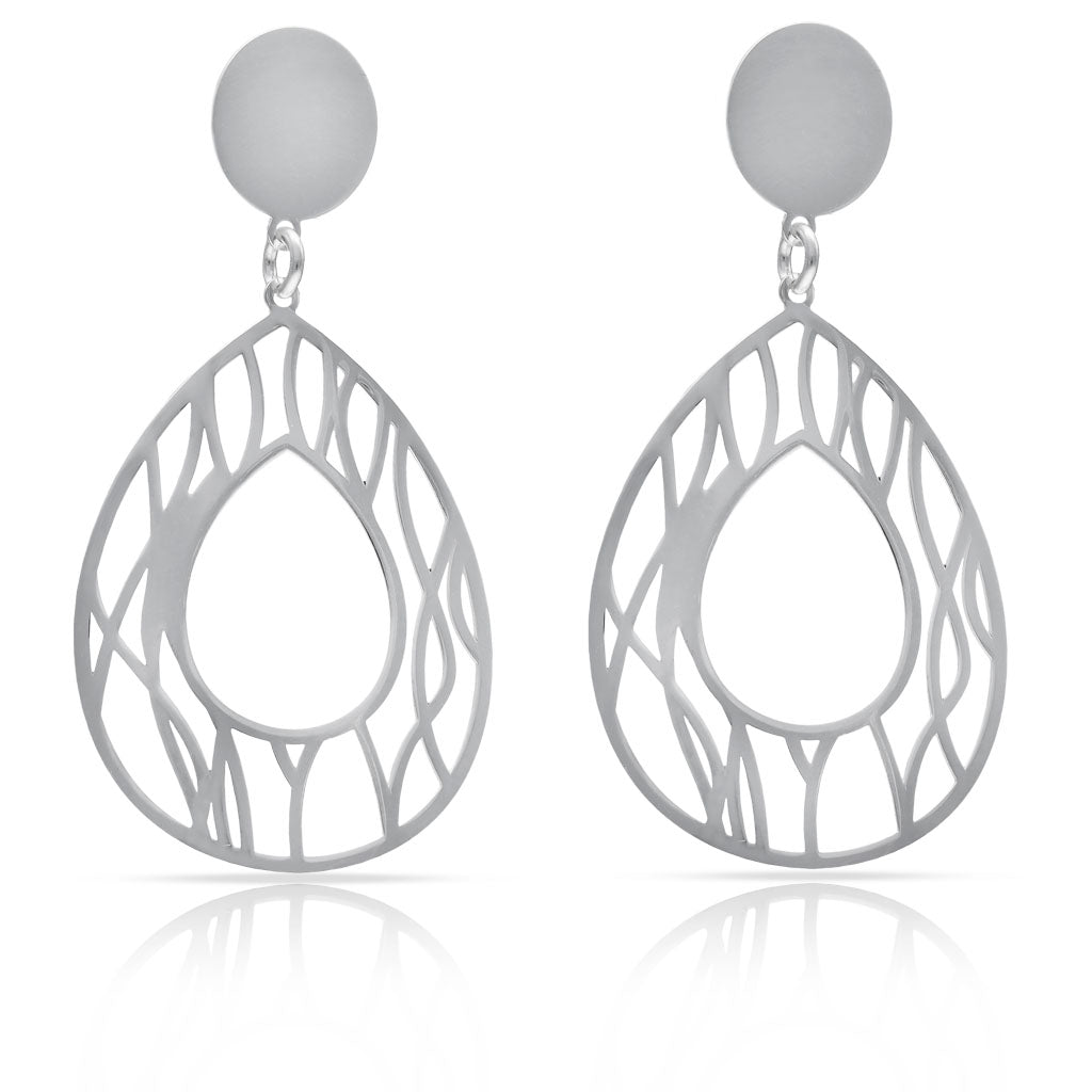 PENDIENTES PLATA 925MM LAGRIMA CALADOS