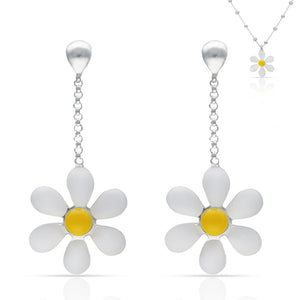 PENDIENTES PLATA 925MM MARGARITAS ESMALTADAS