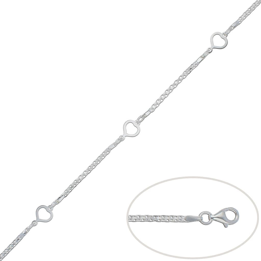 PULSERA PLATA 925MM CORAZONES
