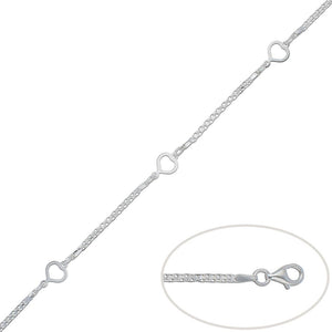 PULSERA PLATA 925MM CORAZONES
