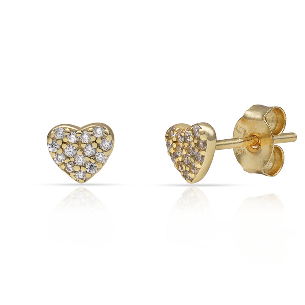 PENDIENTES PLATA CHAPADA ORO CORAZÓN CIRCONITAS - 5.50X5MM