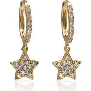 PENDIENTES PLATA CHAPADA ESTRELLAS + CIRCONITAS