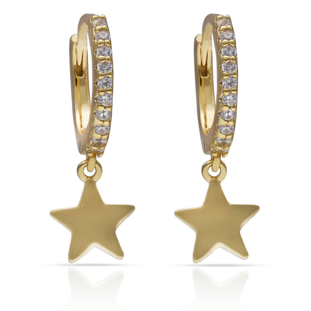 PENDIENTES PLATA CHAPADA ESTRELLAS + CIRCONITAS