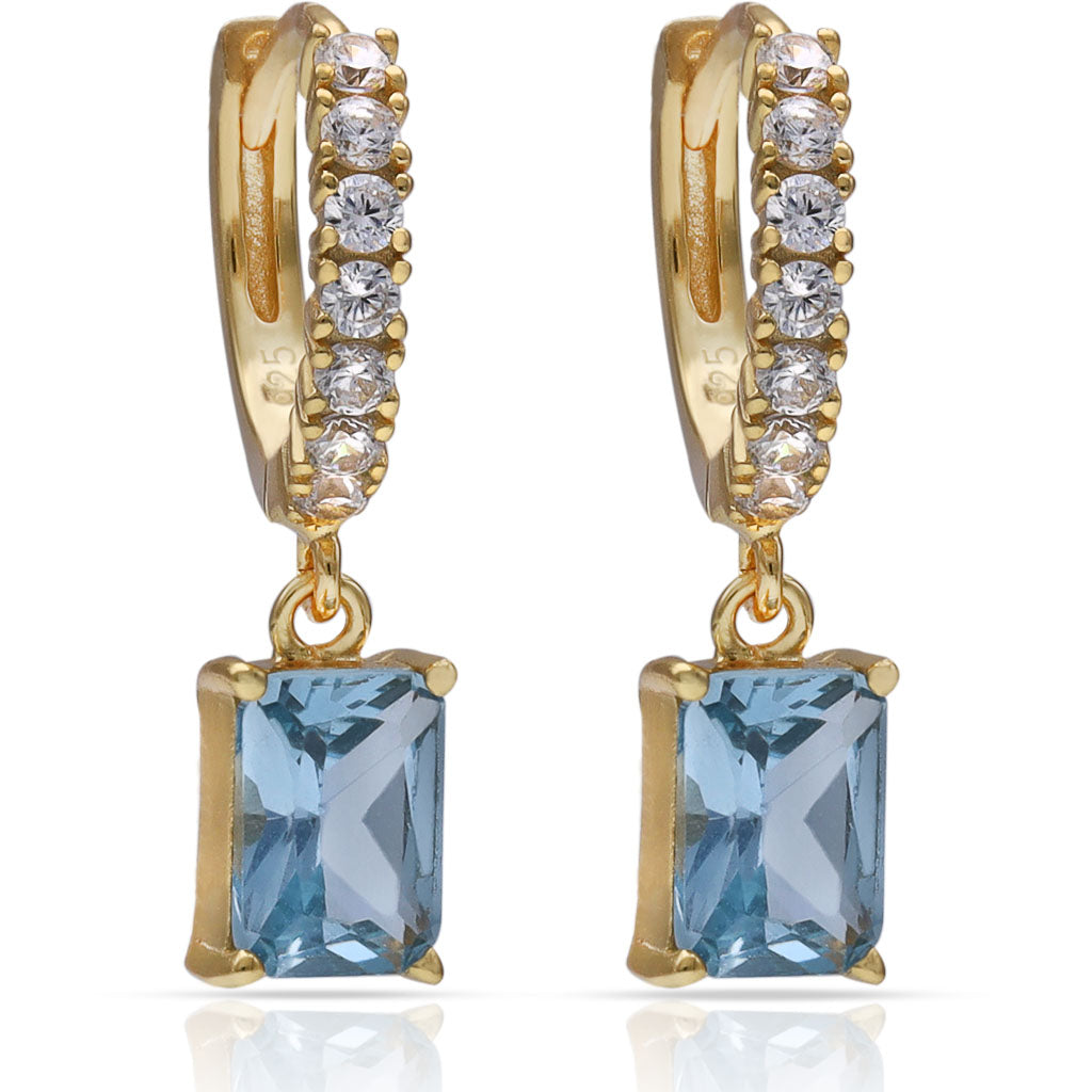 PENDIENTES PLATA CHAPADA ORO PIEDRAS AGUA + CIRCONITAS