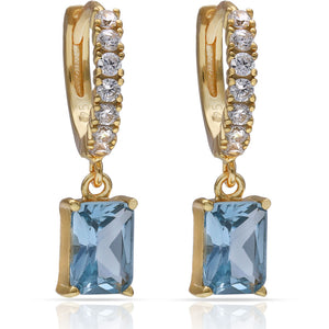 PENDIENTES PLATA CHAPADA ORO PIEDRAS AGUA + CIRCONITAS