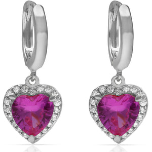 PENDIENTES PLATA 925MM CORAZON PIEDRA ROJA