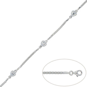 PULSERA PLATA 925MM CORAZONES