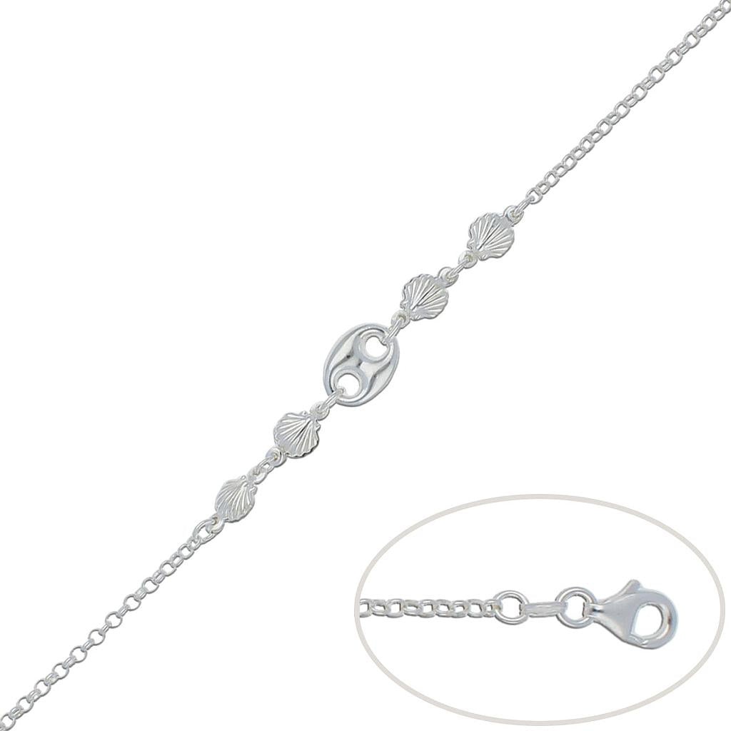 PULSERA PLATA 925MM CALABROTE + CONCHAS