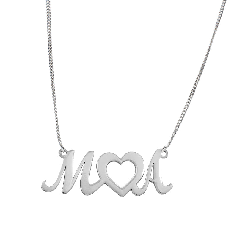 GARGANTILLA PLATA 925MM LETRAS + CORAZON