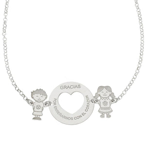 GARGANTILLA PLATA 925MM CORAZON + NIÑOS