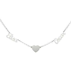 GARGANTILLA PLATA 925MM 2 NOMBRES + CORAZON