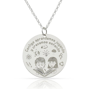 GARGANTILLA  PLATA 925MM NIÑOS LIBRO + FRASE - 28MM