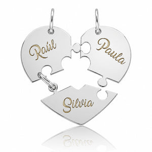 COLGANTE PLATA 925MM CORAZÓN PUZZLE AMIGOS