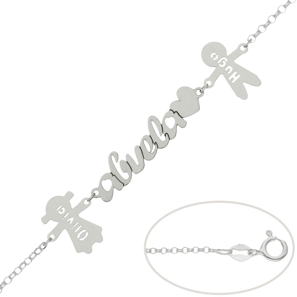 PULSERA PLATA 925MM ABUELA + NIÑOS