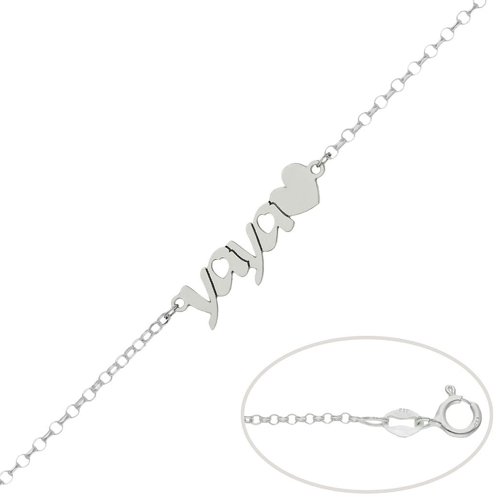 PULSERA PLATA 925MM YAYA + CORAZON