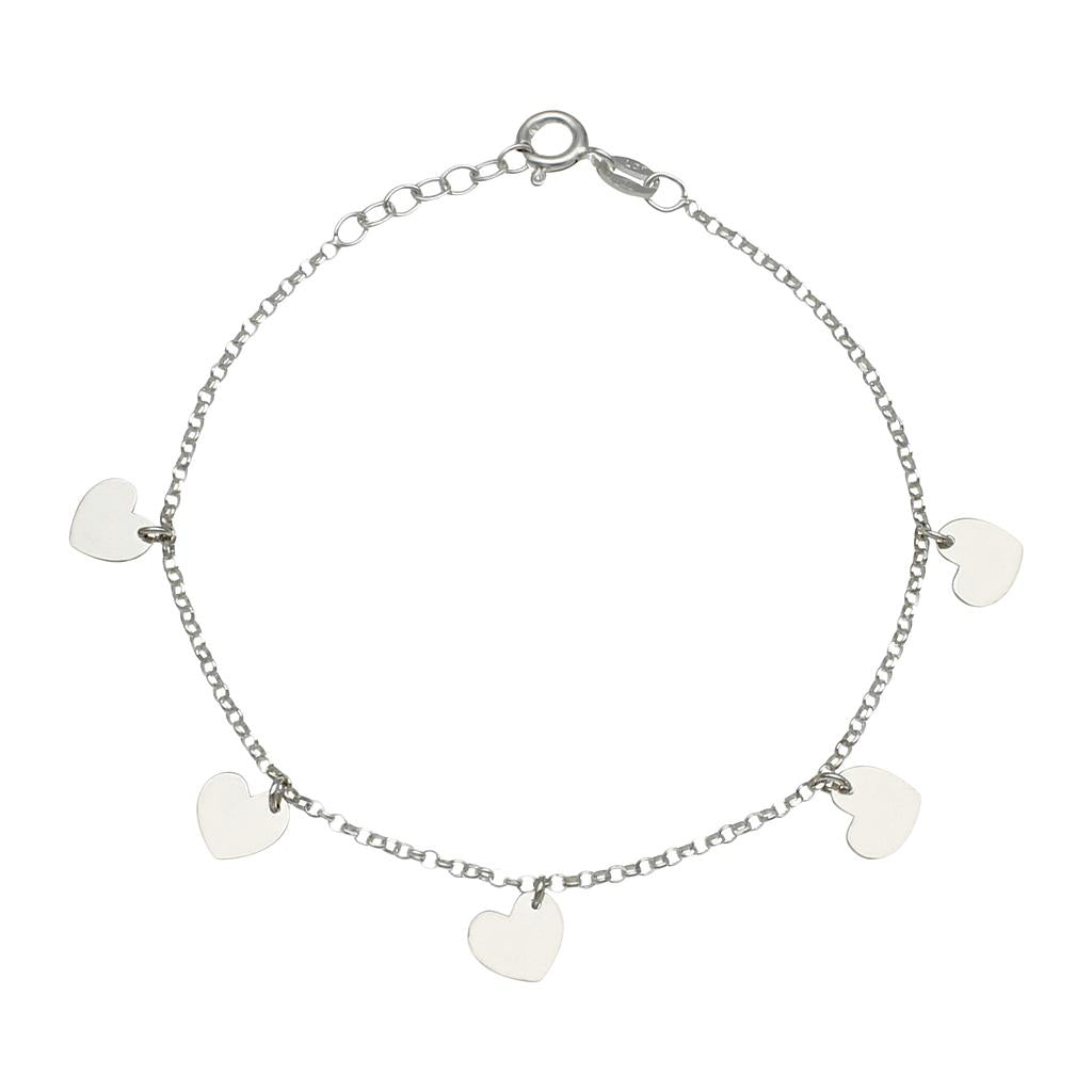 PULSERA PLATA 925MM MINI CHARMS CORAZONES