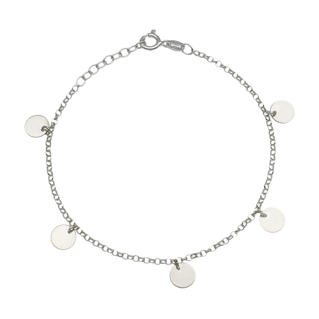 TOBILLERA PLATA 925MM MINI CHARMS CIRCULOS