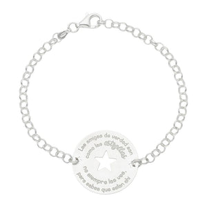 PULSERA PLATA 925MM AMIGAS ESTRELLA + FRASE