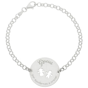 PULSERA PLATA 925MM PROFE + FRASE - 25MM