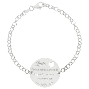 PULSERA PLATA 925MM PROFE + FRASE - 25MM