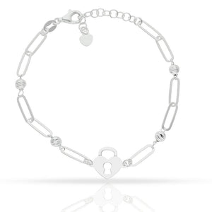 PULSERA PLATA 925MM CANDADO + BOLAS