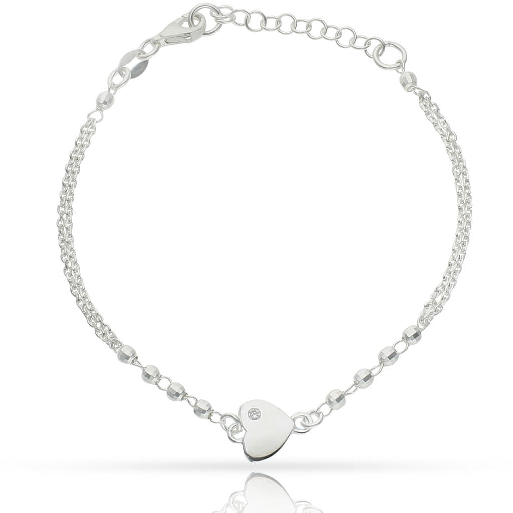 PULSERA PLATA 925MM CORAZON + BOLAS