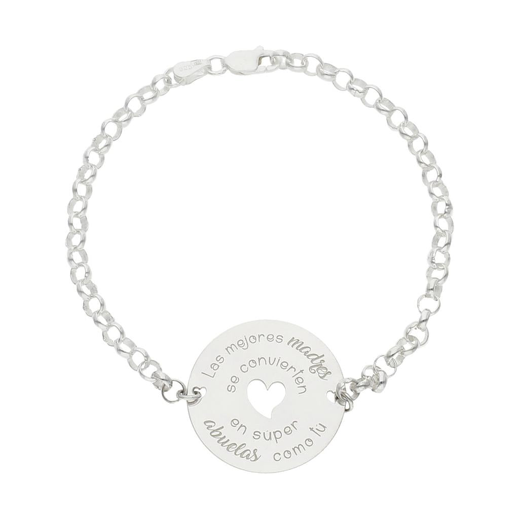 PULSERA PLATA 925MM MADRE Y ABUELA CORAZON + FRASE