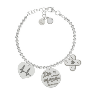 PULSERA MI HISTORIA PLATA 925MM BOLAS ENFERMERA