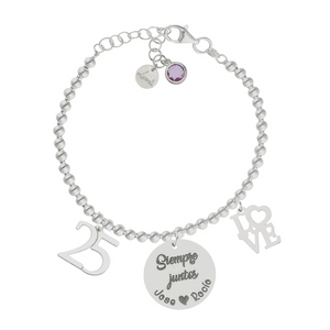 PULSERA MI HISTORIA PLATA 925MM BOLAS SIEMPRE JUNTOS