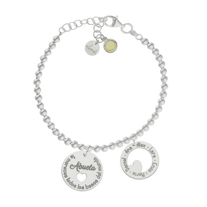PULSERA MI HISTORIA PLATA 925MM BOLAS ABUELA BESOS