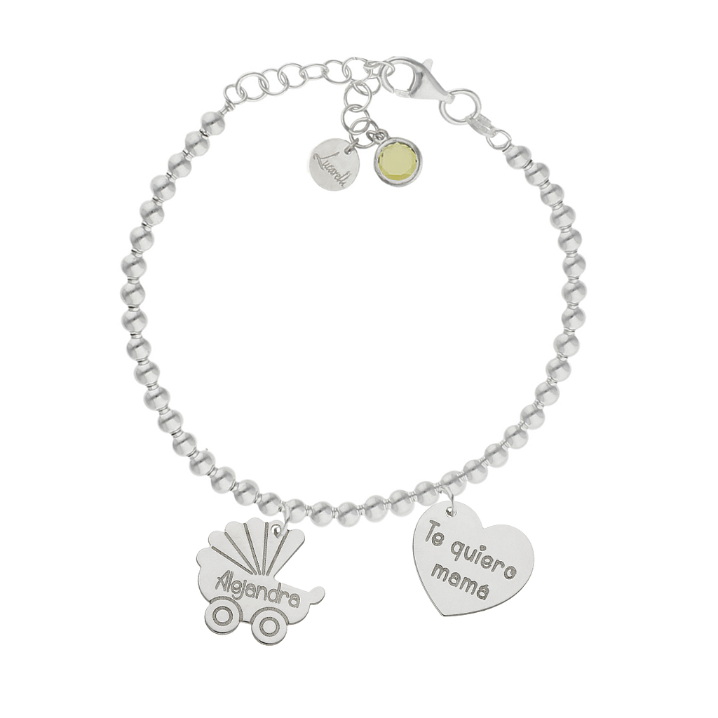 PULSERA MI HISTORIA PLATA 925MM BOLAS CARRITO