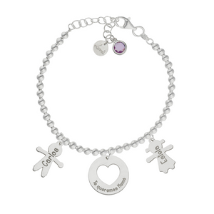 PULSERA MI HISTORIA PLATA 925MM BOLAS TE QUEREMOS