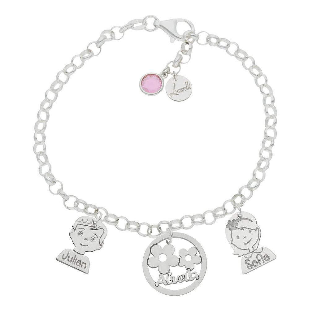 PULSERA MI HISTORIA PLATA 925MM ABUELA FLORES