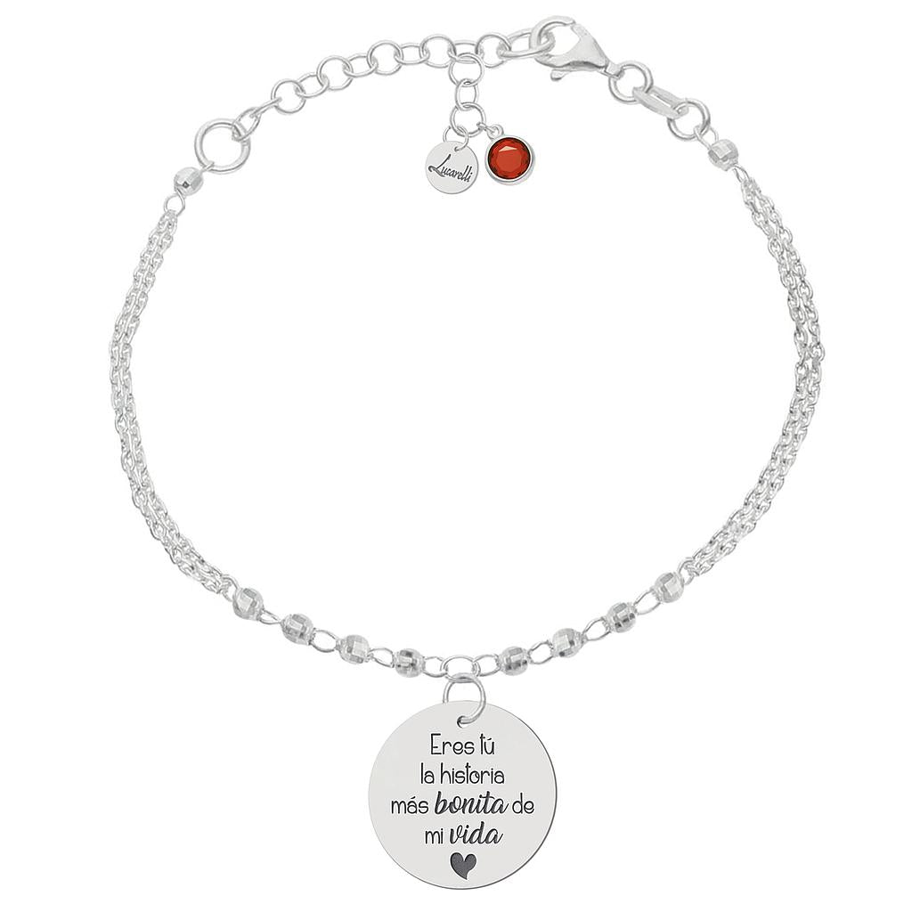 PULSERA MI HISTORIA PLATA 925MM FORZADA + BOLAS - HISTORIA MAS BONITA