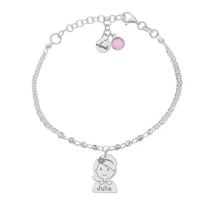 PULSERA MI HISTORIA PLATA 925MM FORZADA + BOLAS - NIÑA COMUNION