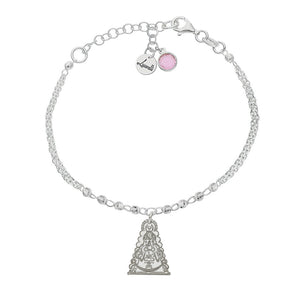 PULSERA MI HISTORIA PLATA 925MM FORZADA + BOLAS - VIRGEN DEL ROCIO