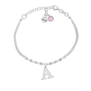 PULSERA MI HISTORIA PLATA 925MM FORZADA + BOLAS - INICIAL