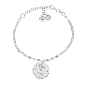 PULSERA MI HISTORIA PLATA 925MM FORZADA + BOLAS - CREER ES AMAR