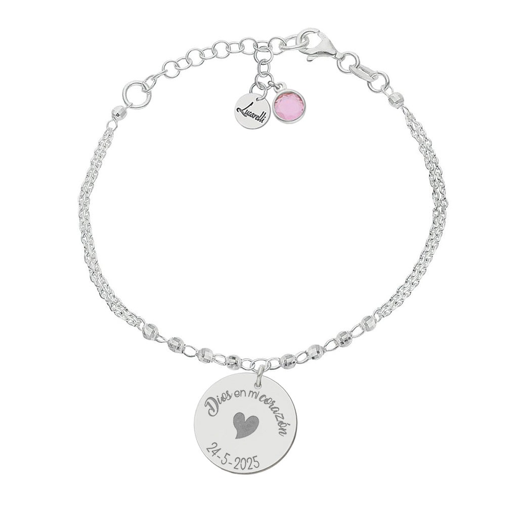 PULSERA MI HISTORIA PLATA 925MM FORZADA + BOLAS - DIOS EN MI CORAZON