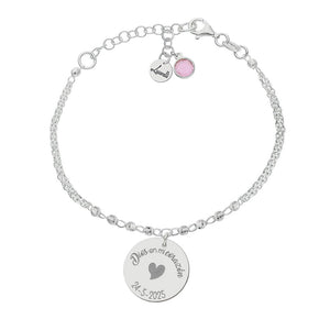 PULSERA MI HISTORIA PLATA 925MM FORZADA + BOLAS - DIOS EN MI CORAZON