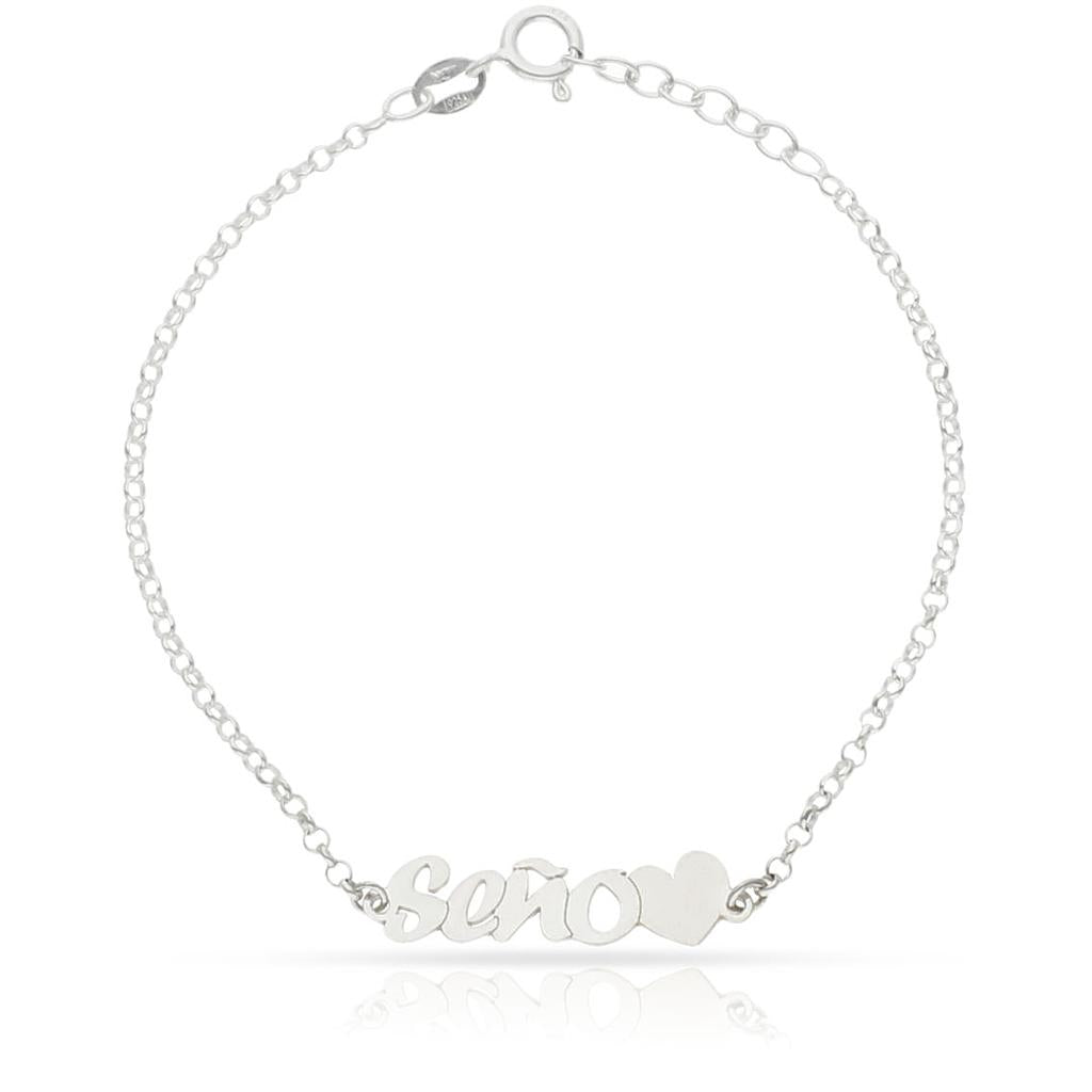 PULSERA SEÑO + CORAZÓN PLATA 925MM