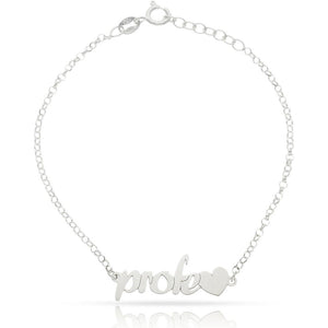 PULSERA PROFE + CORAZON PLATA 925MM