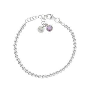 PULSERA MI HISTORIA PLATA 925MM BOLAS - LILA