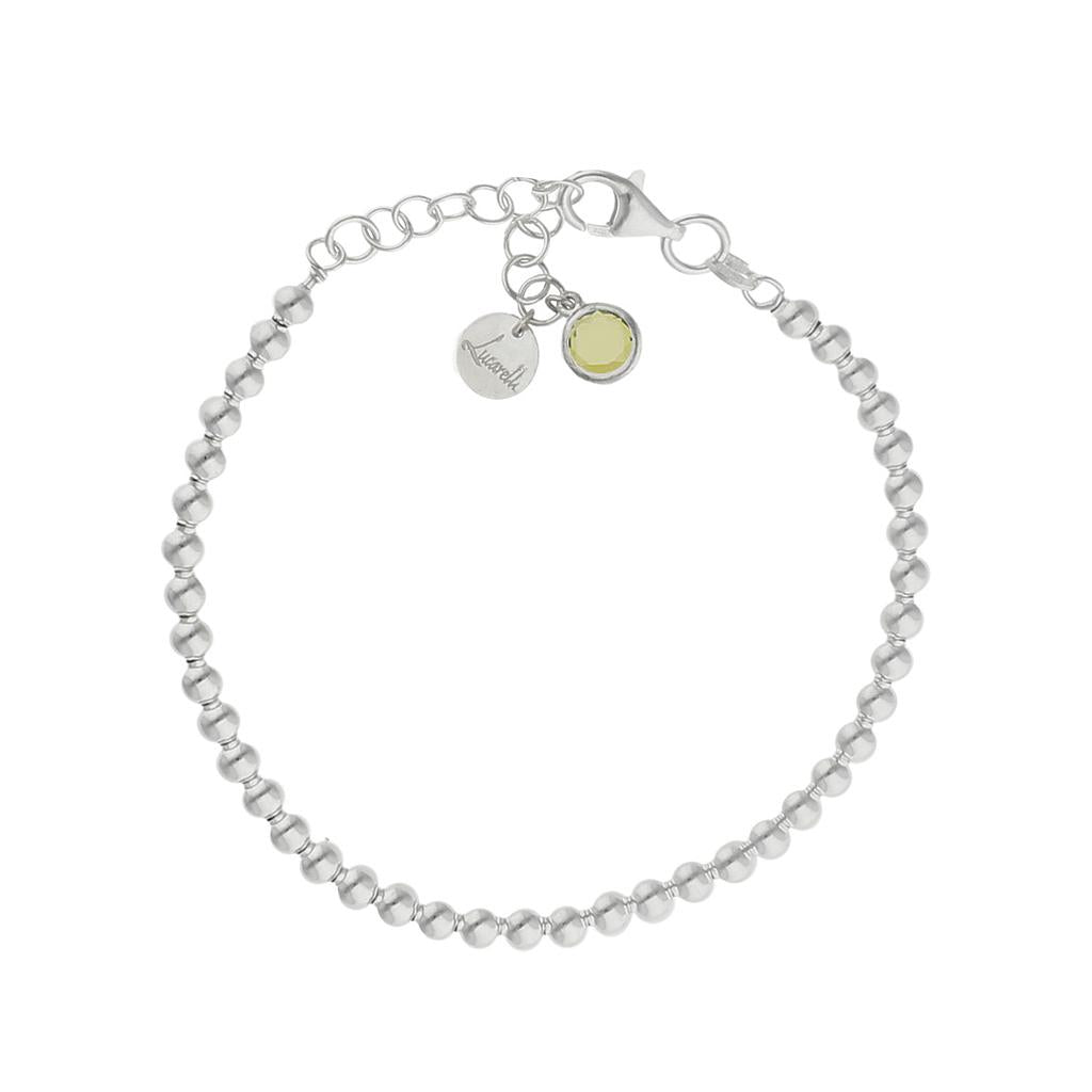 PULSERA MI HISTORIA PLATA 925MM BOLAS - VERDE