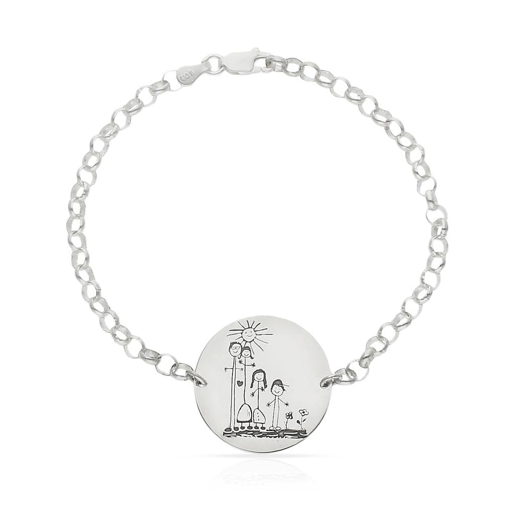PULSERA DIBUJASUEÑOS CHAPA REDONDA PLATA 925MM