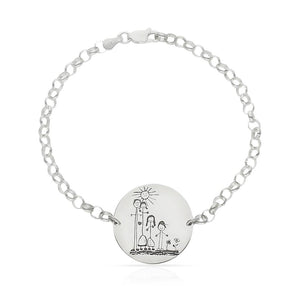 PULSERA DIBUJASUEÑOS CHAPA REDONDA PLATA 925MM