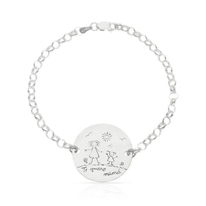 PULSERA DIBUJASUEÑOS CHAPA REDONDA PLATA 925MM