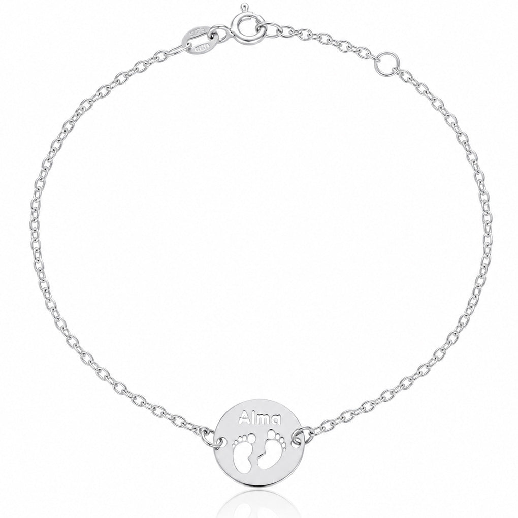 PULSERA PLATA 925MM PIES + NOMBRE - 12MM